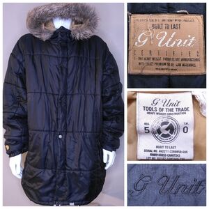 G UNIT Vintage Jacket Goose Puffer 3XL Fur Hood XXXL 50 Cent EMINEM Vtg 00s RARE